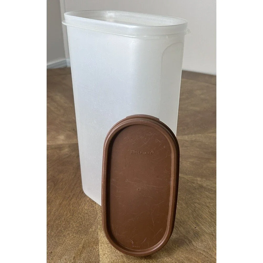Vtg Tupperware 1615-3 Oval Modular Mates 12 1/4 Cup 2.9L Container Brown Lid